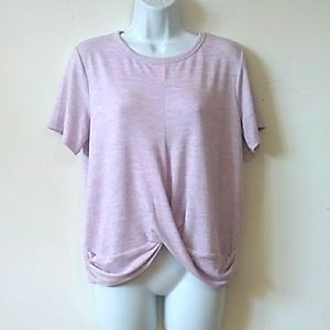 Gap heathered lavender pull over crew neck soft crop top with twist front M